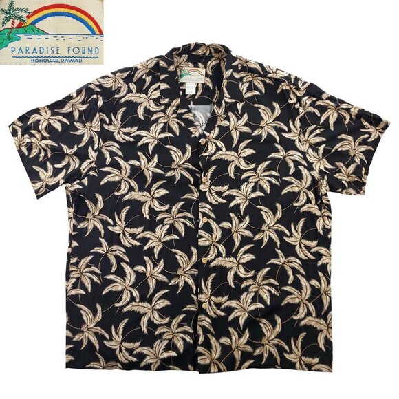 Paradise Found Hawaiian Shirt Palm Trees Vintage Honolulu Made USA Men's 2XL - Picture 1 of 12